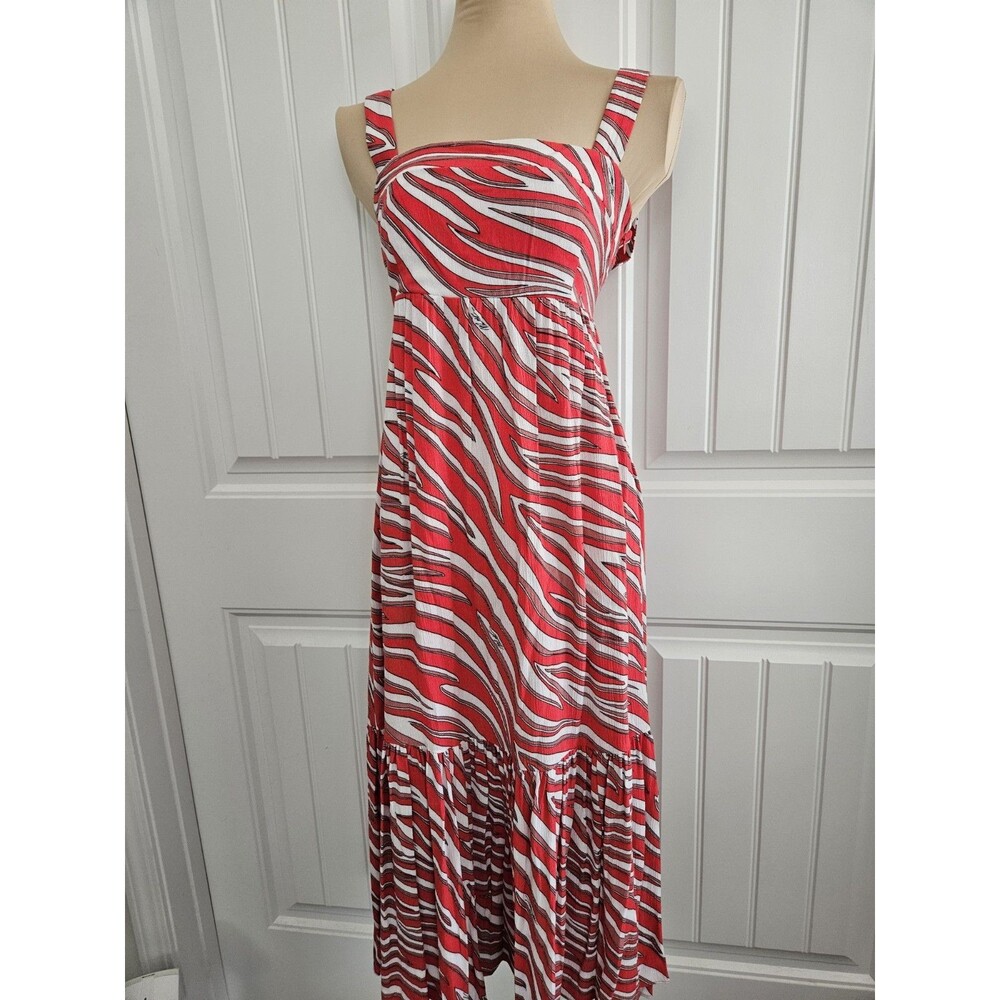 Michael Kors Soft Zebra Midi Sundress Dress viscose Red Size S Cotton Lined